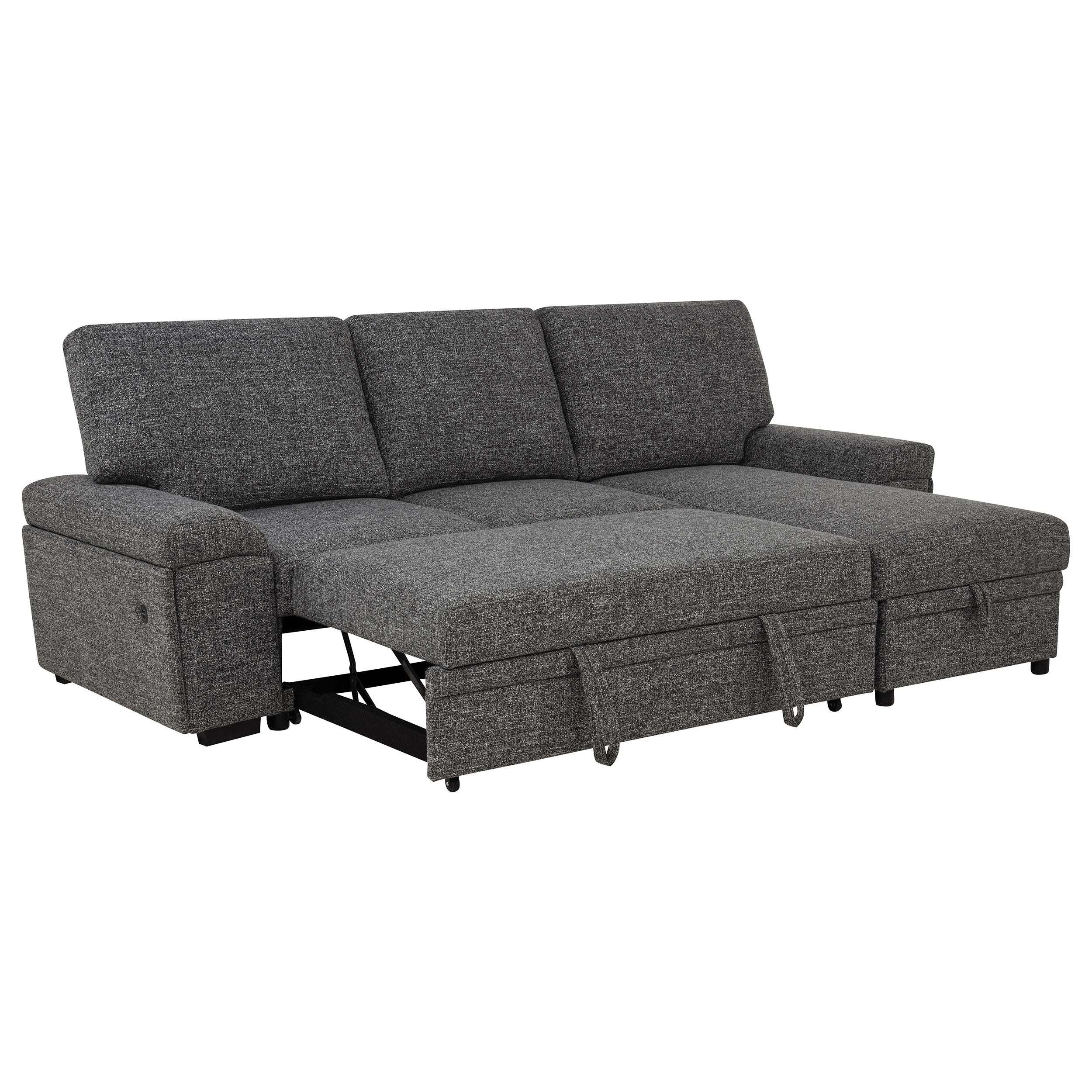 Demko Sleeper Sectional Sofa with Speaker & Storage Chaise