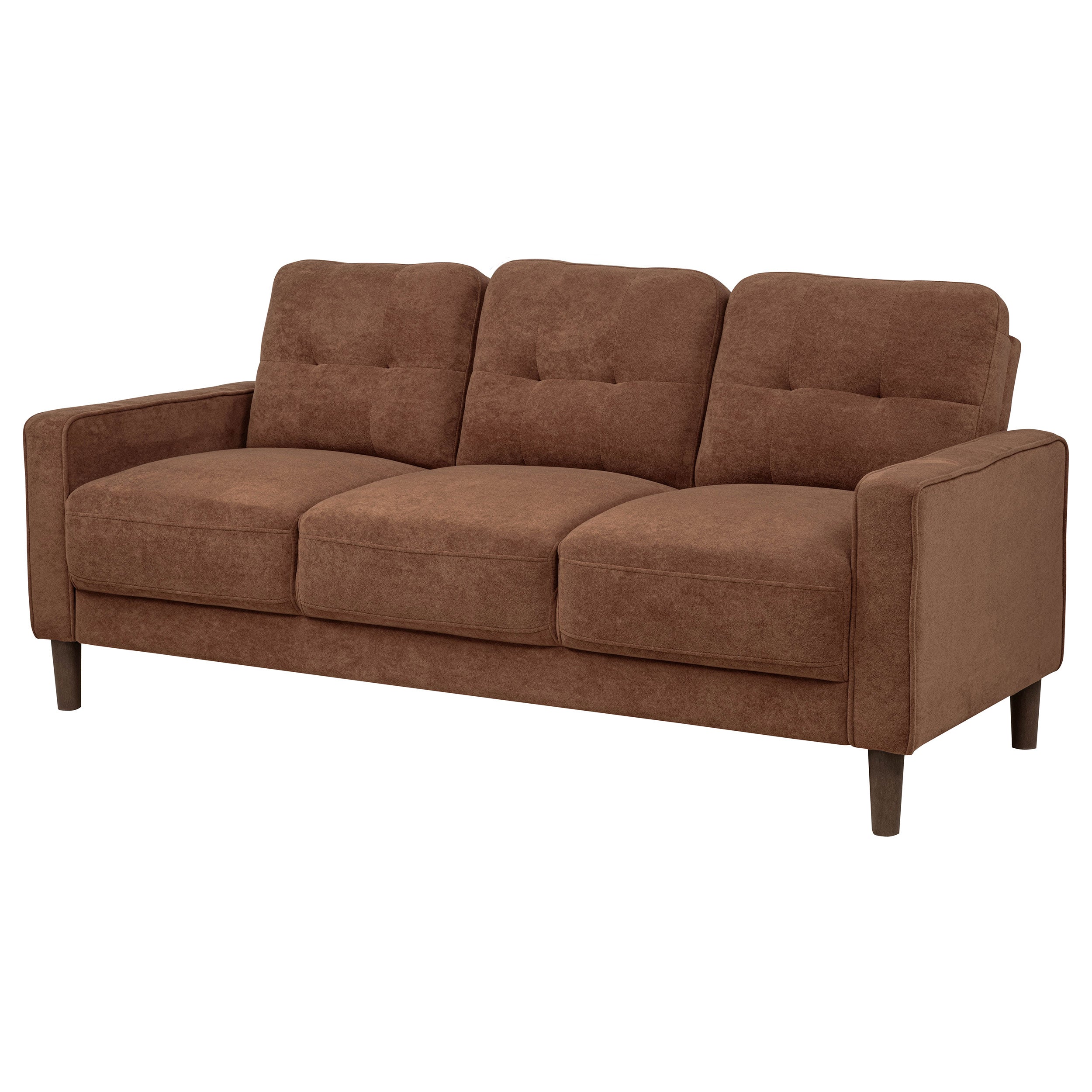 Bowen II Transitional Rust Fabric Sofa with Grid-Tufted Cushions