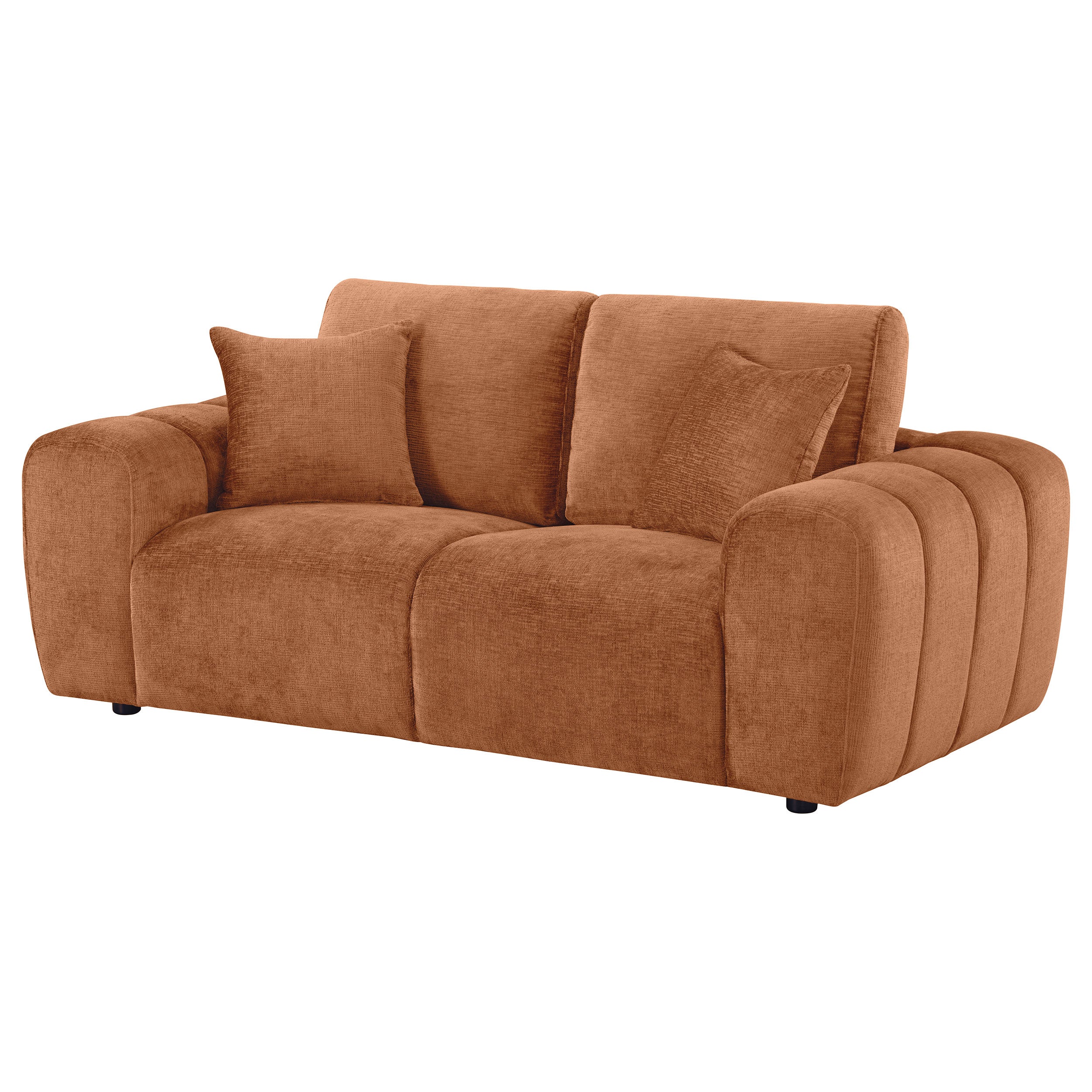 Burnett Contemporary Burnt Orange Chenille Loveseat