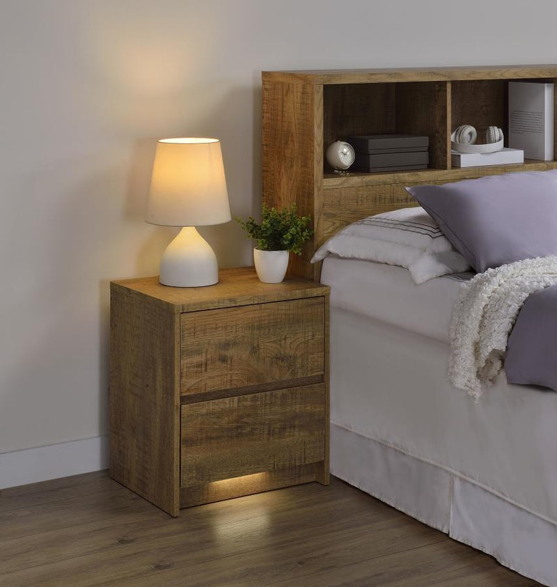 2-Drawer Nightstand with LED Motion Light & Dual USB Ports