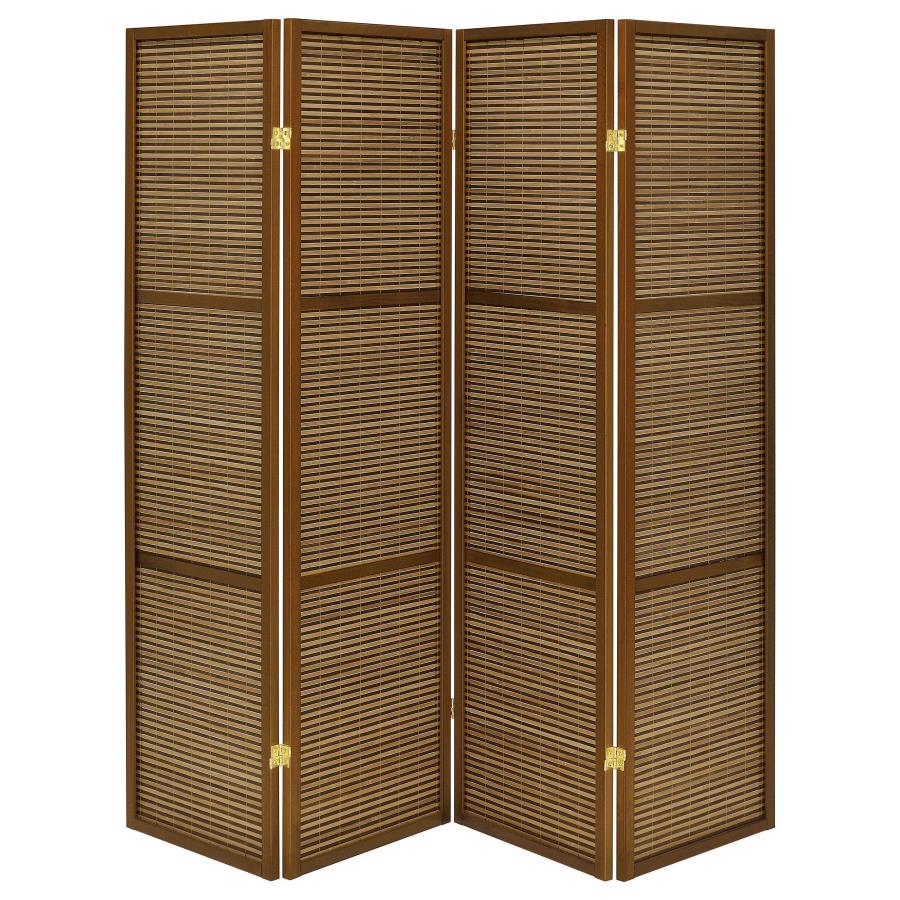 Browning - 4-Panel Bamboo Room Divider Folding Screen