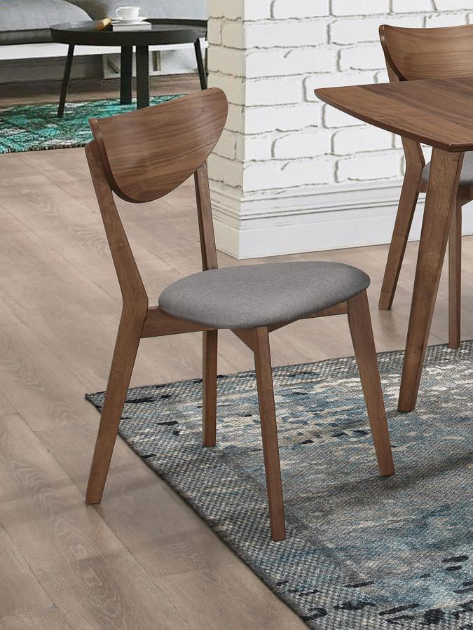 Dining Side Chairs with Gray Upholstered Seat