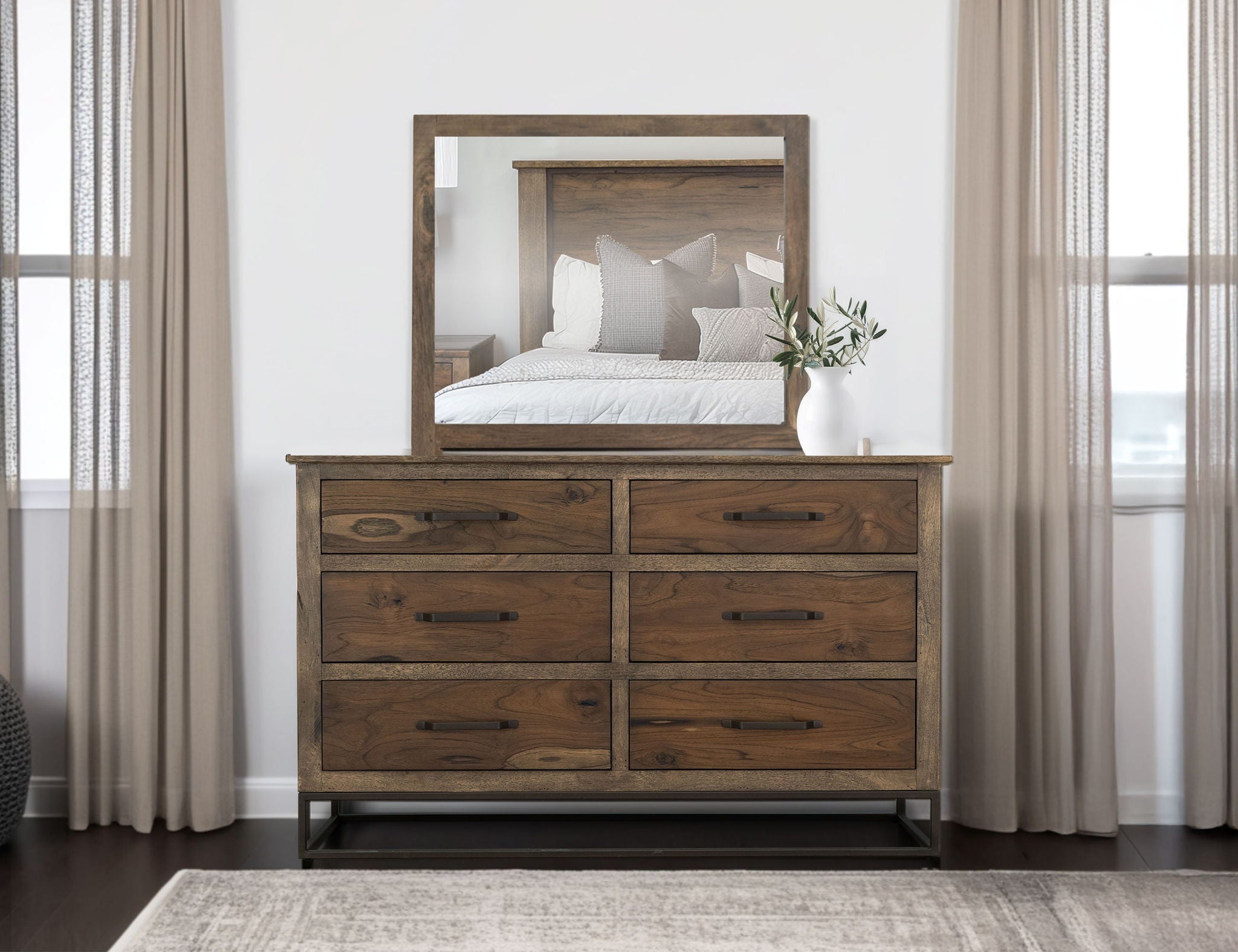 Natural Teca 6-Drawer Dresser – Brown Mango
