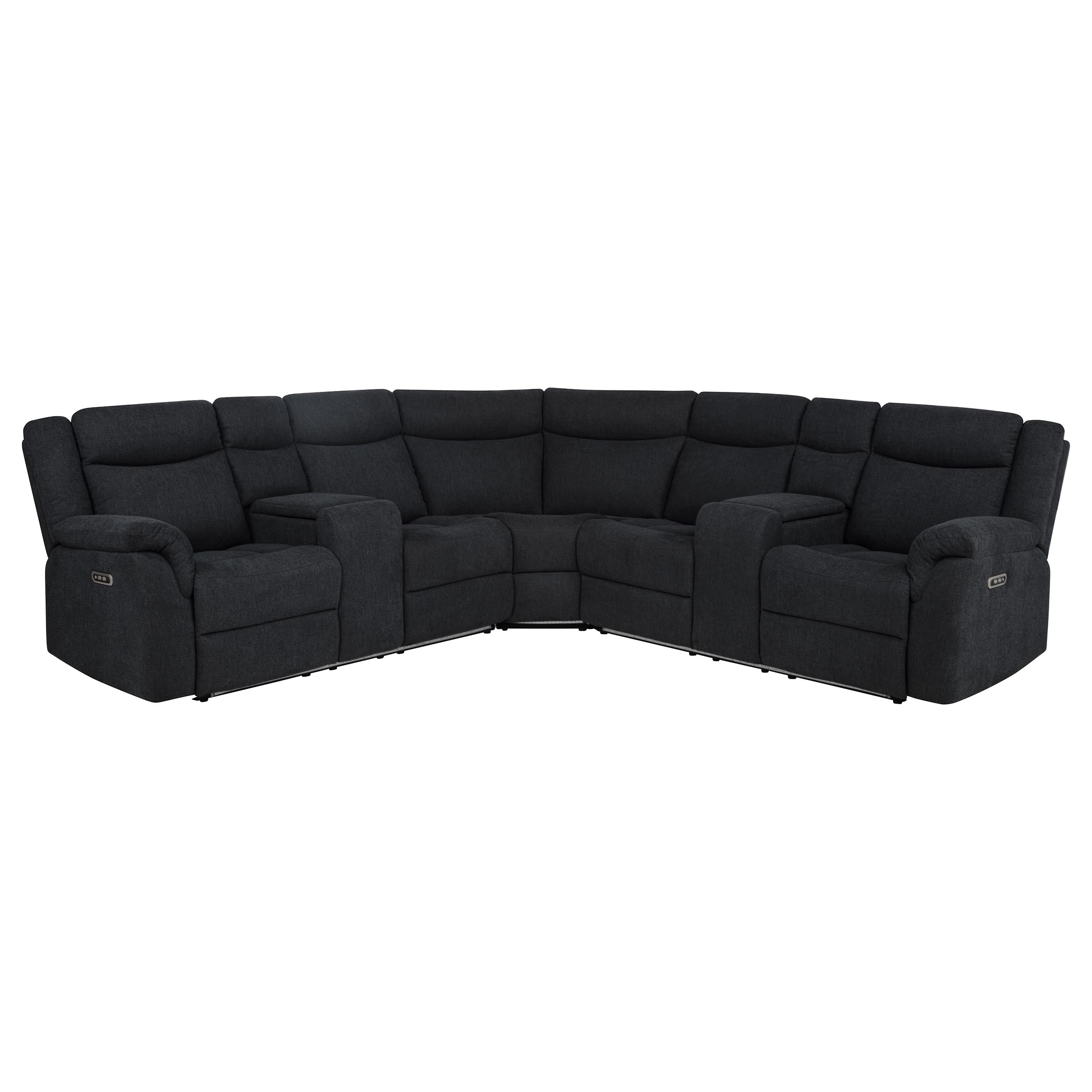 Hagen Contemporary Steel Grey Power Reclining Sectional Sofa