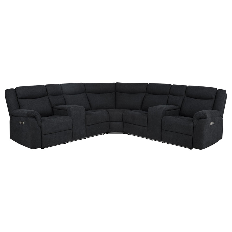 Hagen Contemporary Steel Grey Power Reclining Sectional Sofa