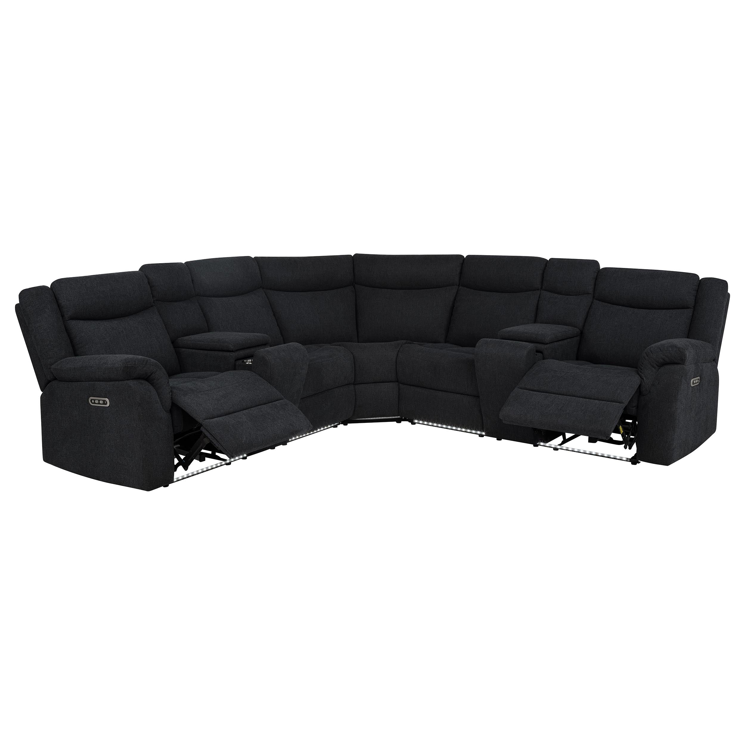 Hagen Contemporary Steel Grey Power Reclining Sectional Sofa