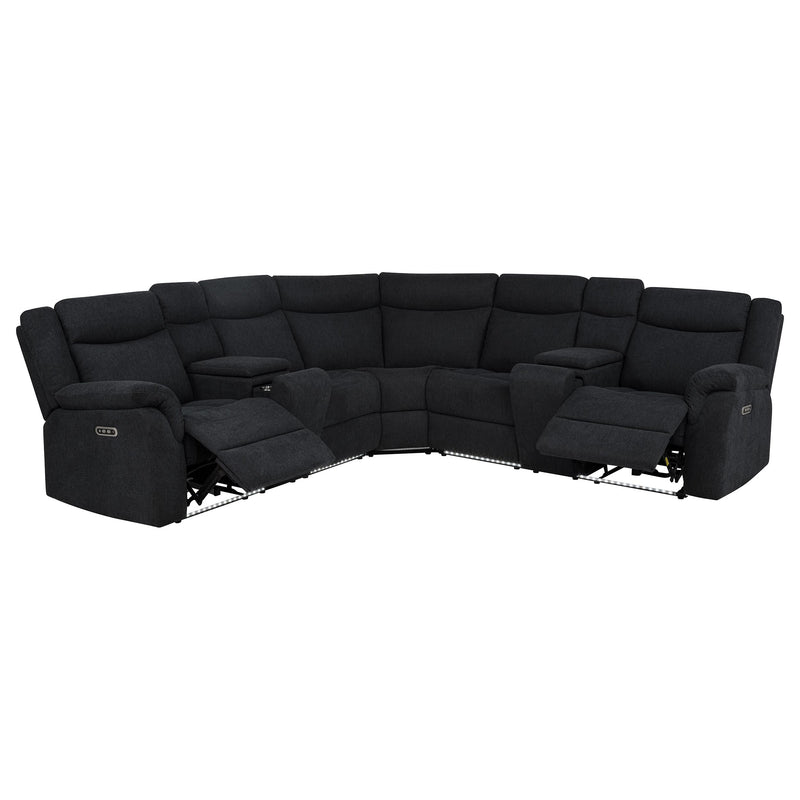 Hagen Contemporary Steel Grey Power Reclining Sectional Sofa