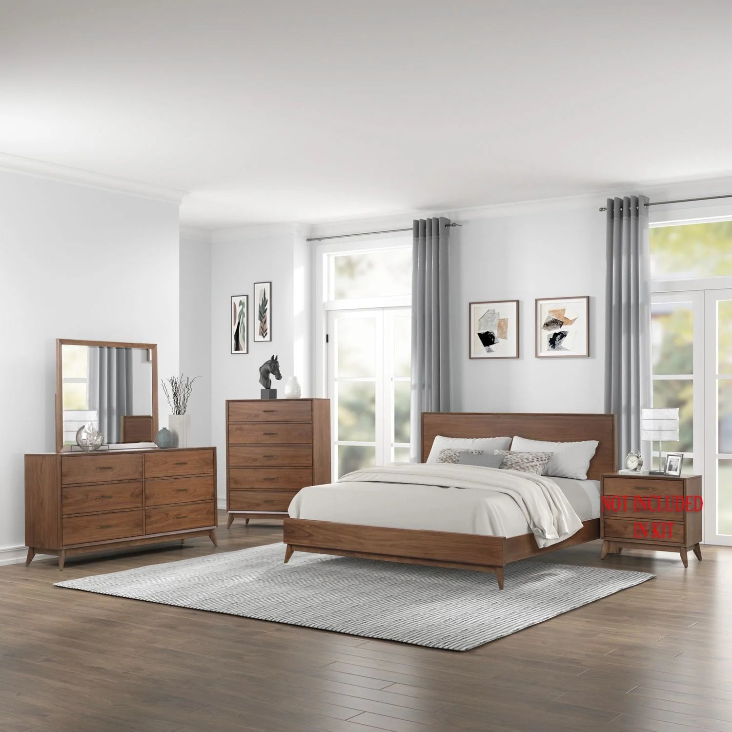 Century Modern Bedroom Set in Light Brown