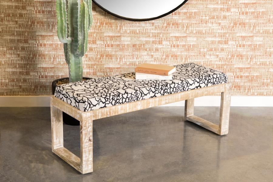 Aiden Fabric Upholstered Accent Bench with Distressed