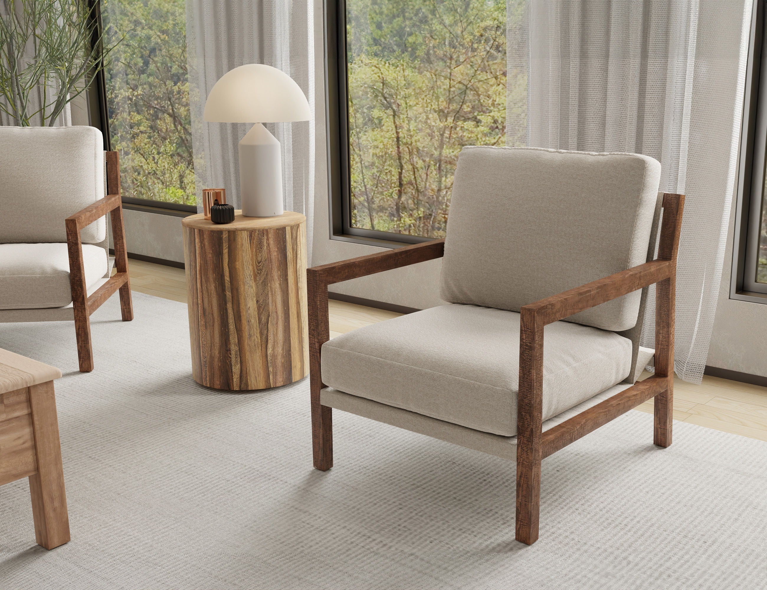 Milan Arm Chair with Solid Wood Frame