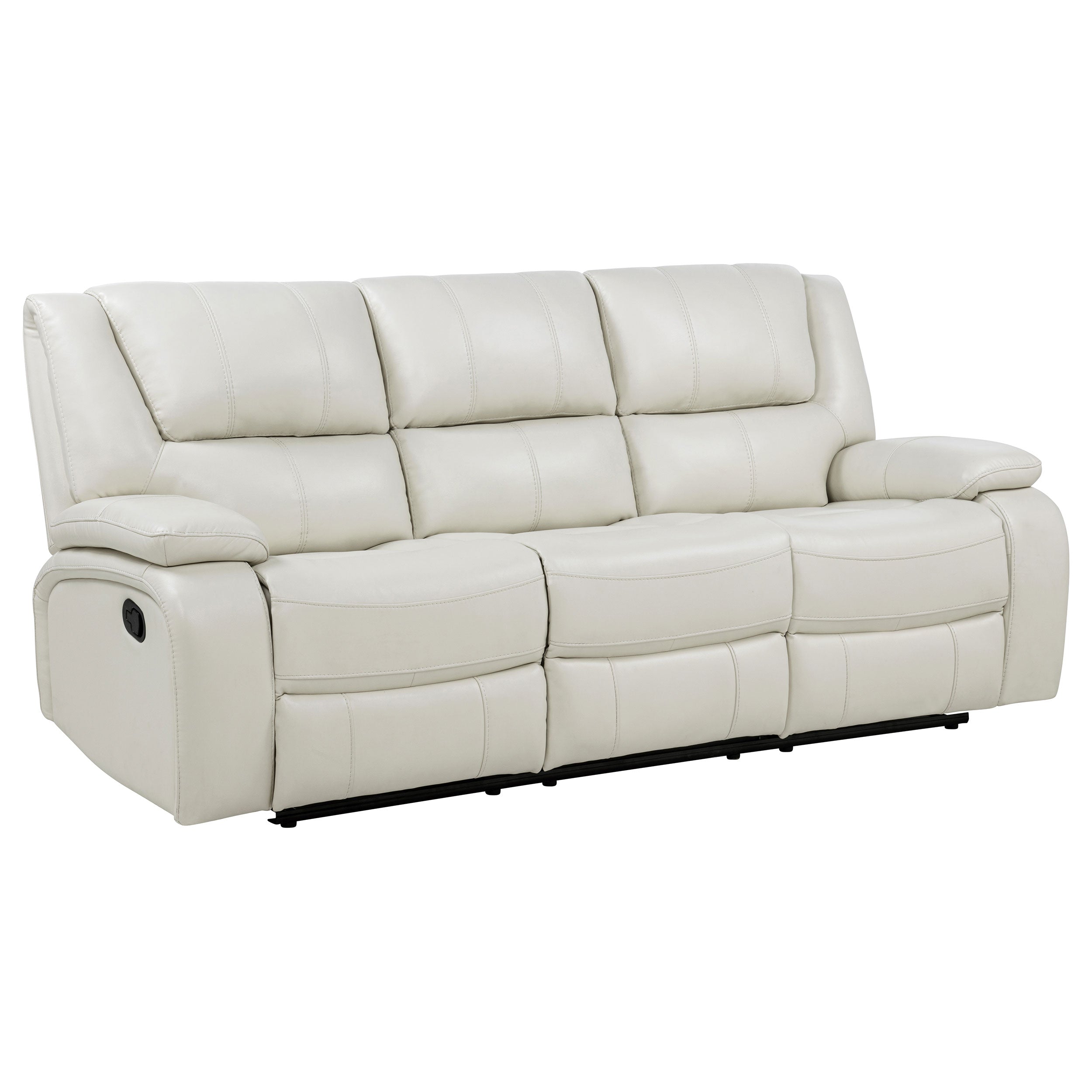 Camila Transitional White Leatherette 3-Piece Manual Reclining Sofa Set