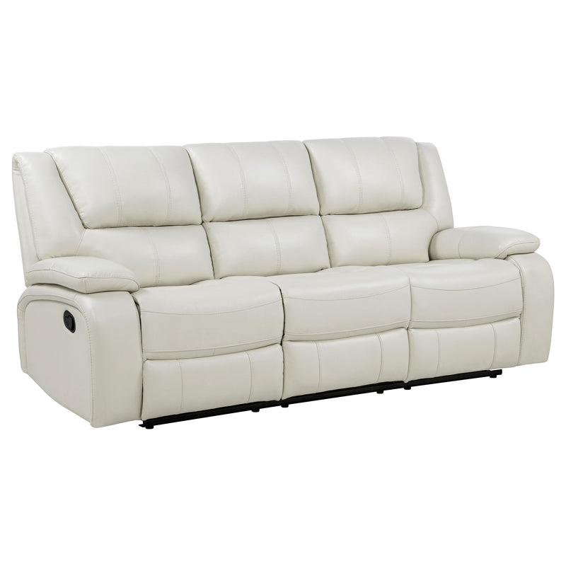 Camila Transitional White Leatherette 3-Piece Manual Reclining Sofa Set