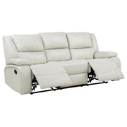 Camila Transitional White Leatherette Manual Reclining Sofa