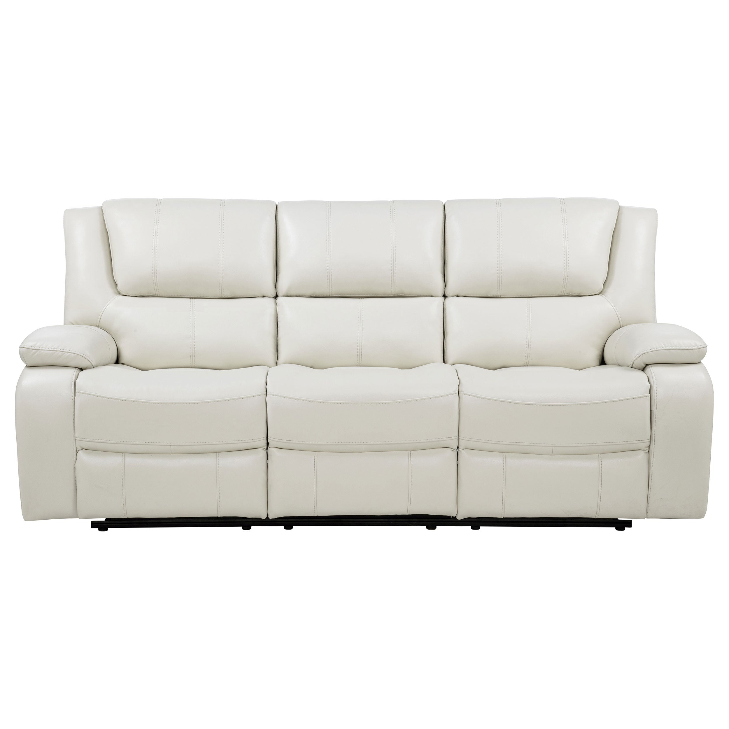 Camila Transitional White Leatherette Manual Reclining Sofa