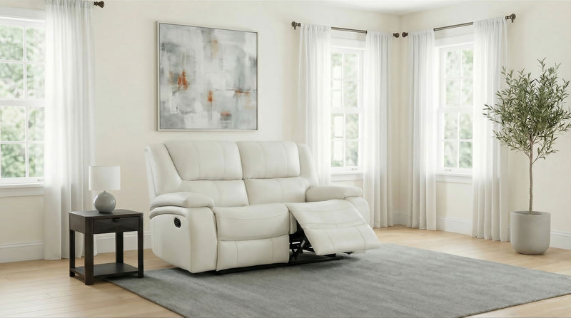 Camila Transitional White Leatherette Manual Reclining Loveseat