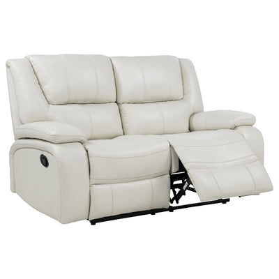Camila Transitional White Leatherette Manual Reclining Loveseat