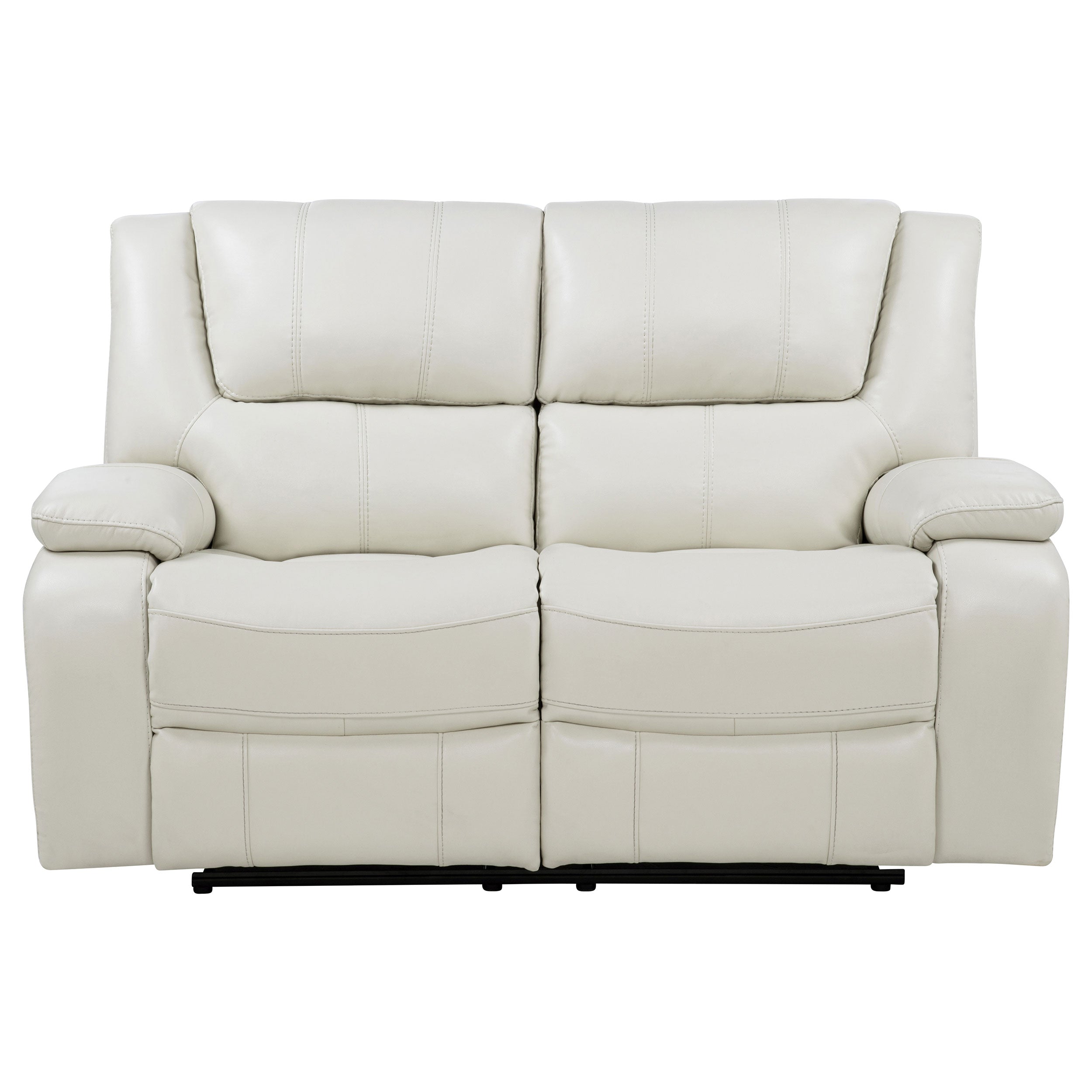 Camila Transitional White Leatherette Manual Reclining Loveseat