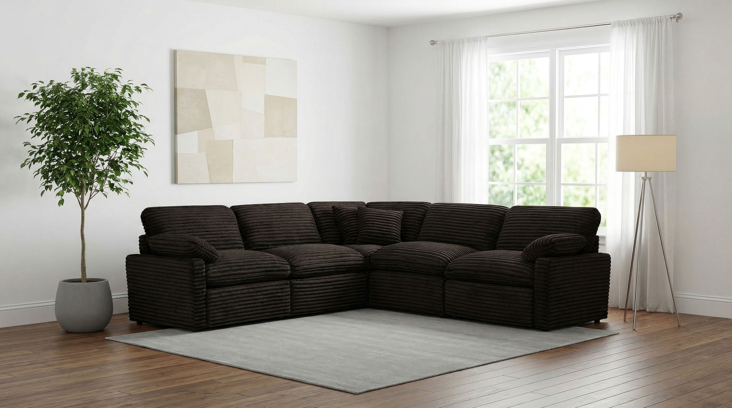 Collins Contemporary Chocolate Brown 5-Piece Modular Power Reclining Sectional Sofa