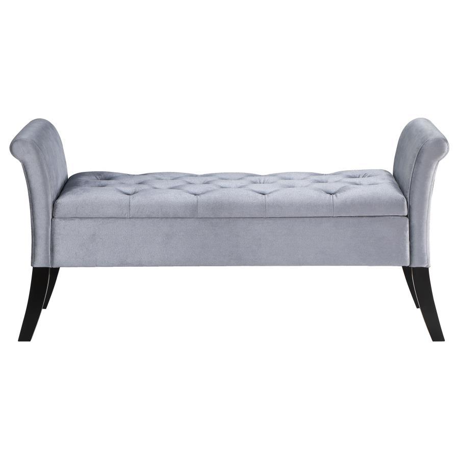 Farrah Velvet Upholstered Rolled Arm Storage Bench