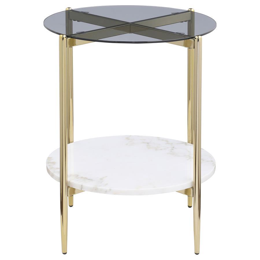 Jonelle Round Glass Top End Table