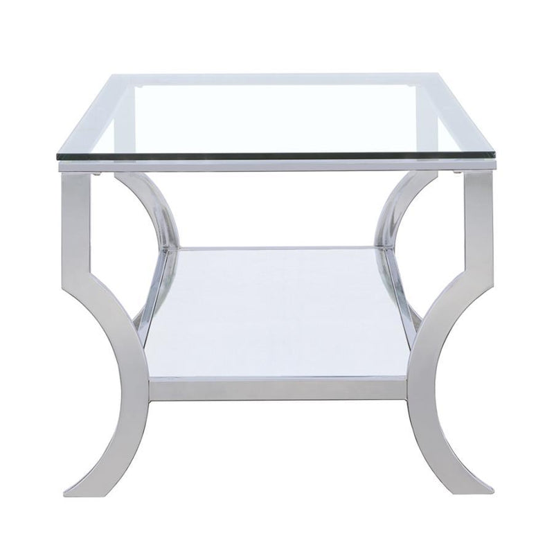 Square Glass Top Side End Table with Chrome Base