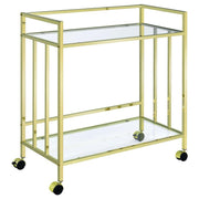 Cara 2-Tier Rectangular Glass Shelf Metal Bar Cart