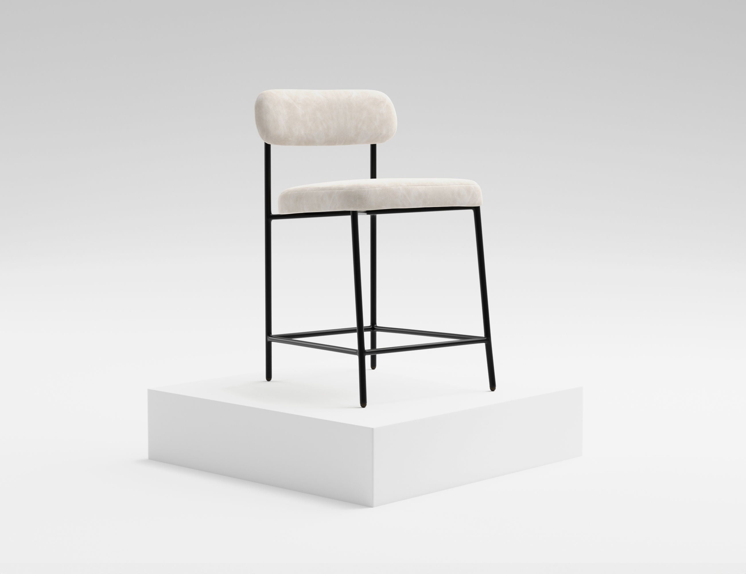 Upholstered Barstools with Wooden Frame & Metal Base - Seating - Bar Stool