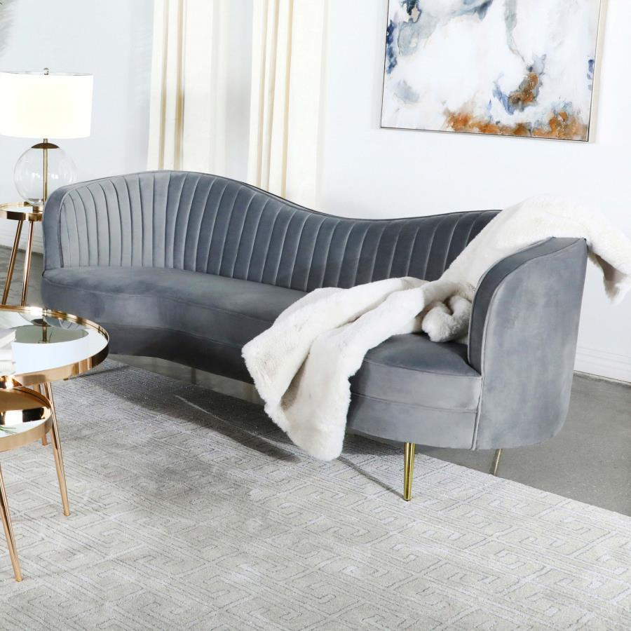 Upholstered Channel Tufted Sofa with Mid-Century