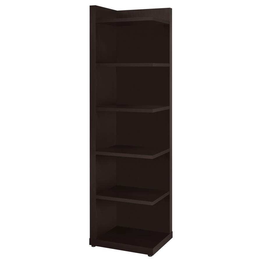 6-Shelf Corner Bookcase in Cappuccino