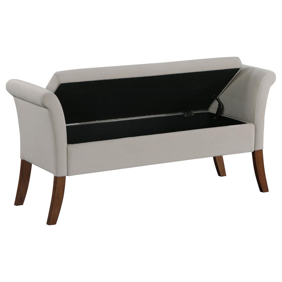 Farrah Velvet Upholstered Rolled Arm Storage Bench