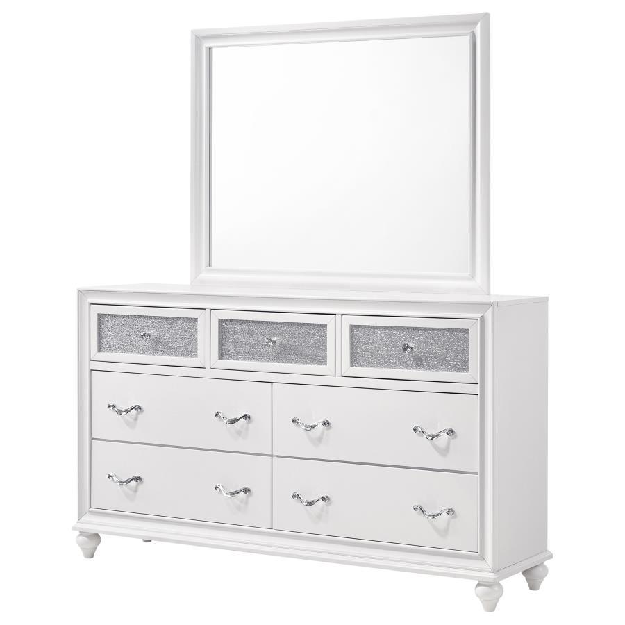 Barzini 7-Drawer Dresser with Mirror in White