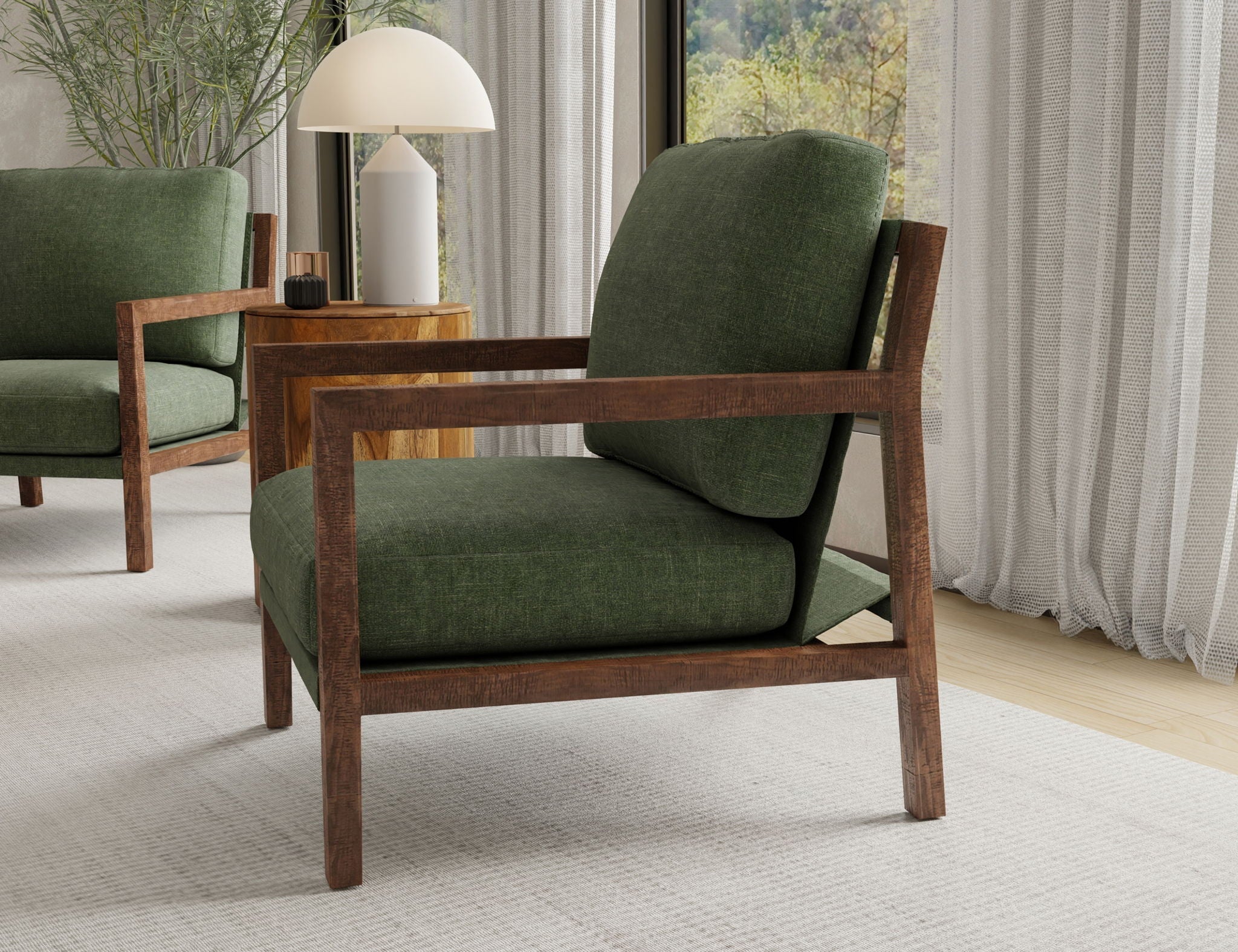 Milan Arm Chair with Solid Wood Frame