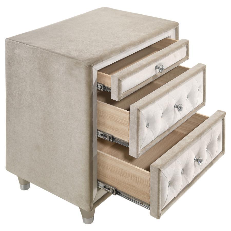 Antonella Upholstered 3-Drawer Nightstand