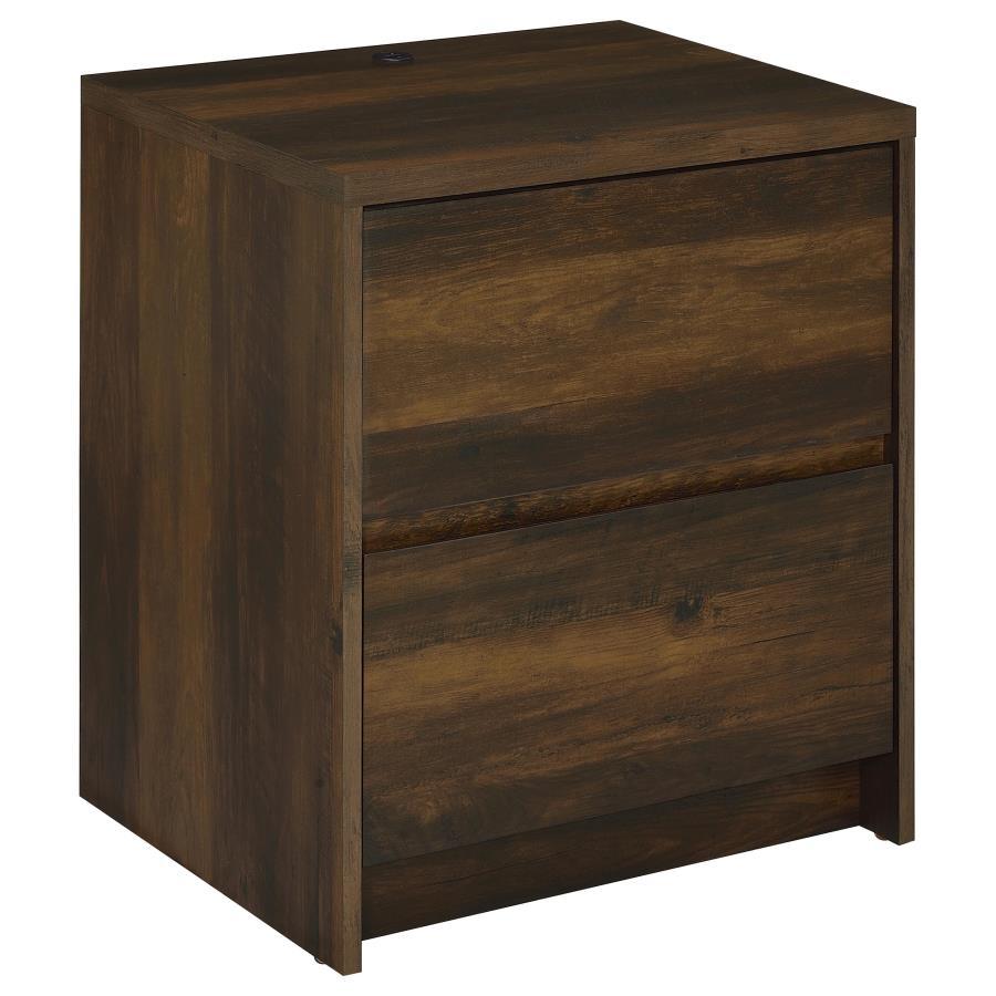 2-Drawer Nightstand with LED Motion Light & Dual USB Ports