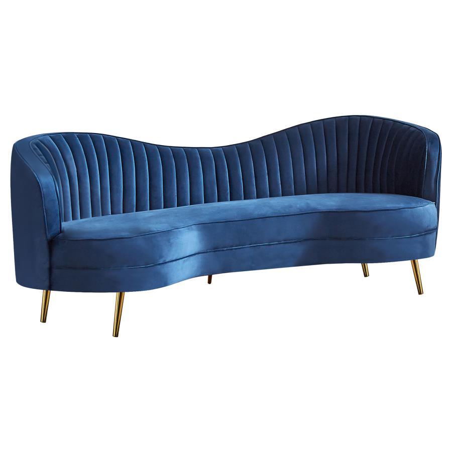 Upholstered Channel Tufted Sofa with Mid-Century