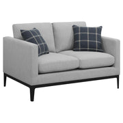 Apperson Upholstered Track Arm Loveseat in Light Gray