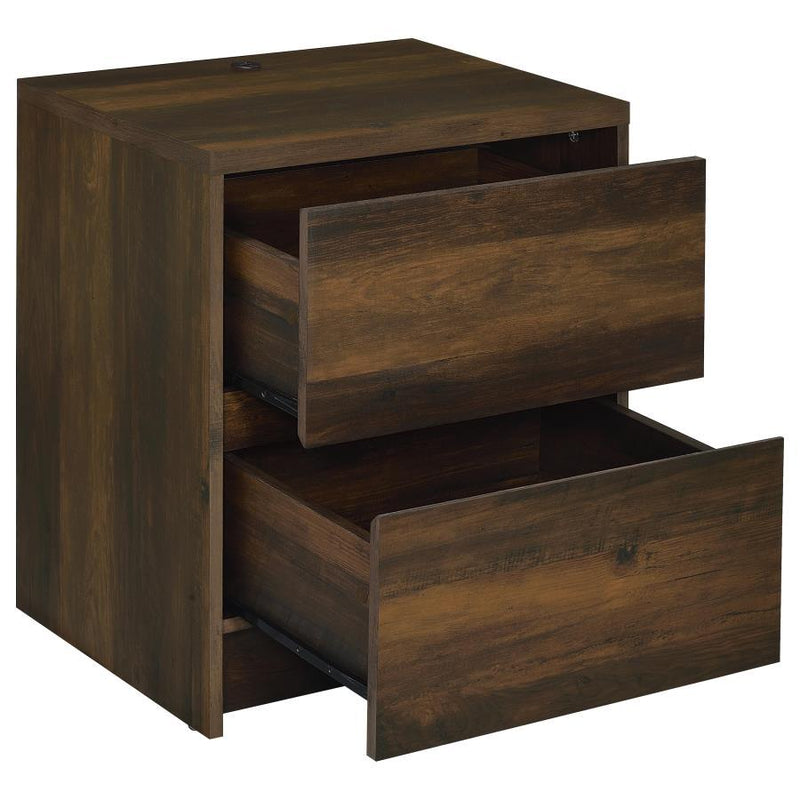 2-Drawer Nightstand with LED Motion Light & Dual USB Ports