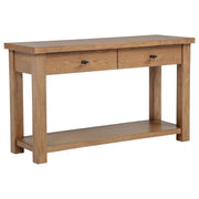 Beasley Contemporary Two-Drawer Beige Oak Sofa Console Table