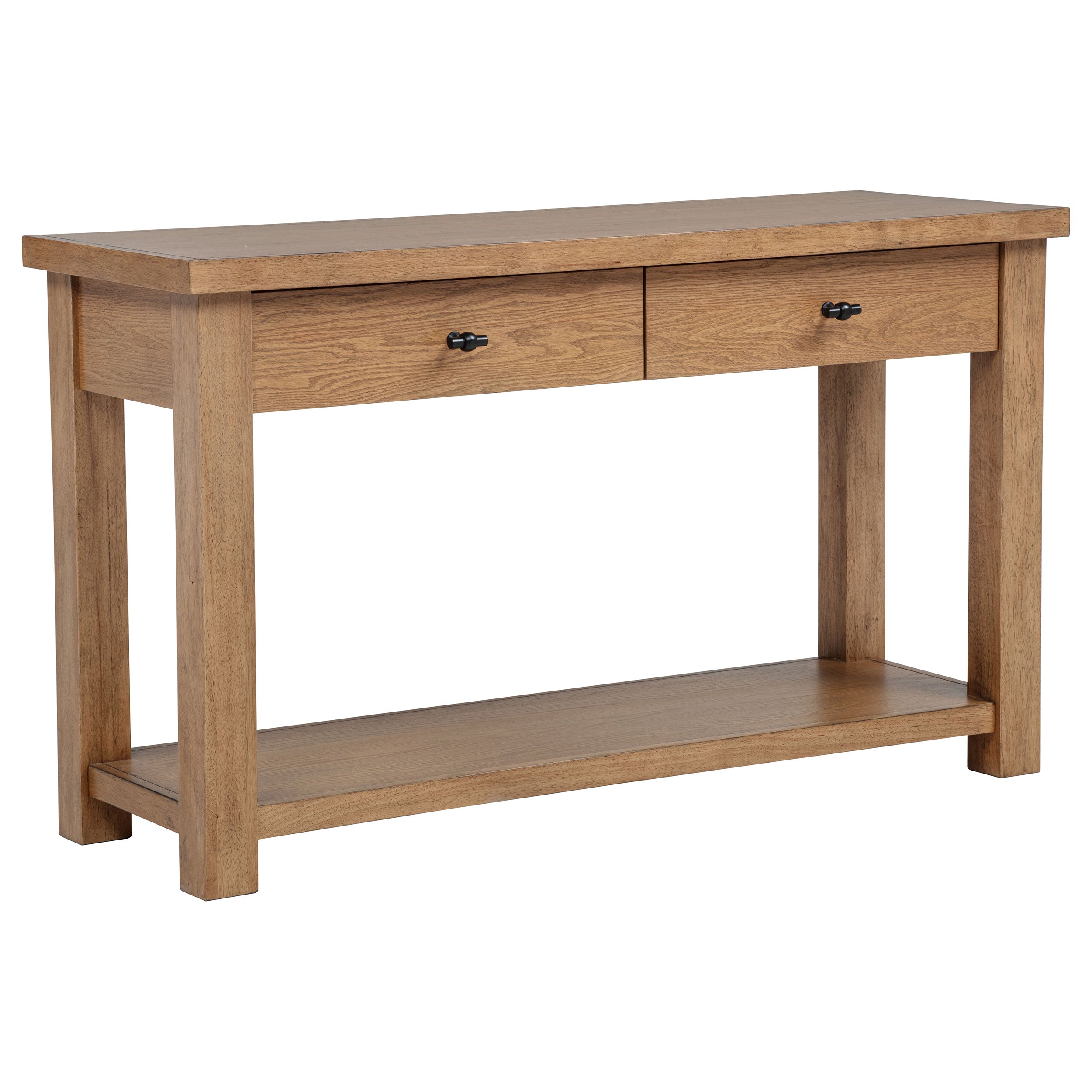 Beasley Contemporary Two-Drawer Beige Oak Sofa Console Table