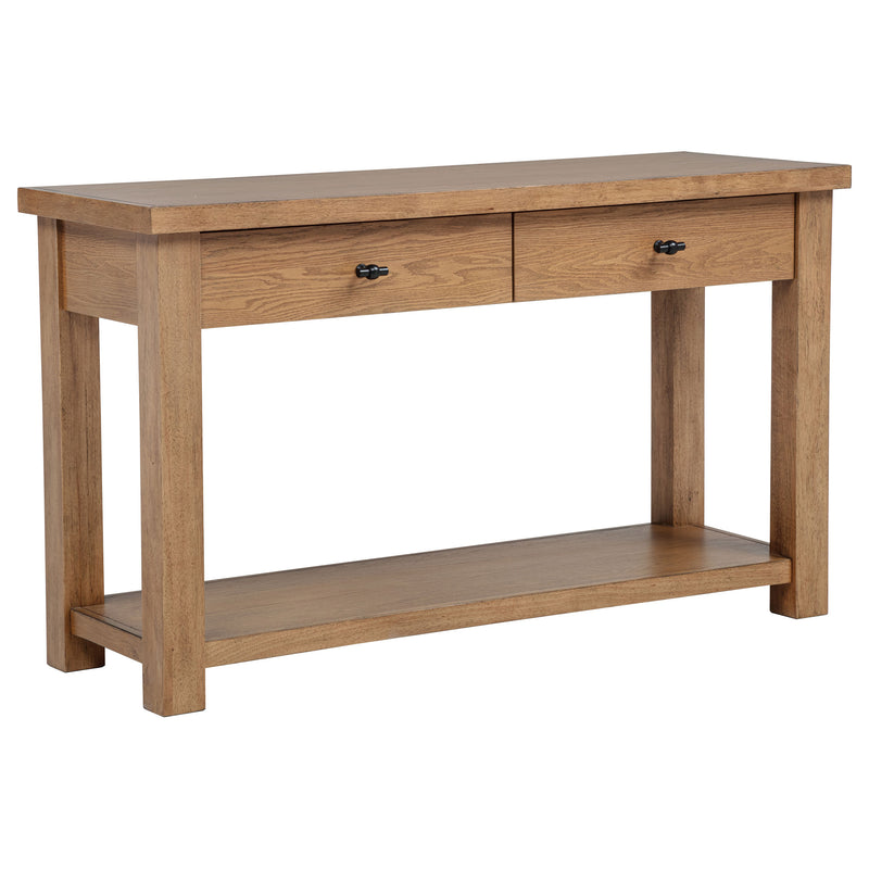 Beasley Contemporary Two-Drawer Beige Oak Sofa Console Table