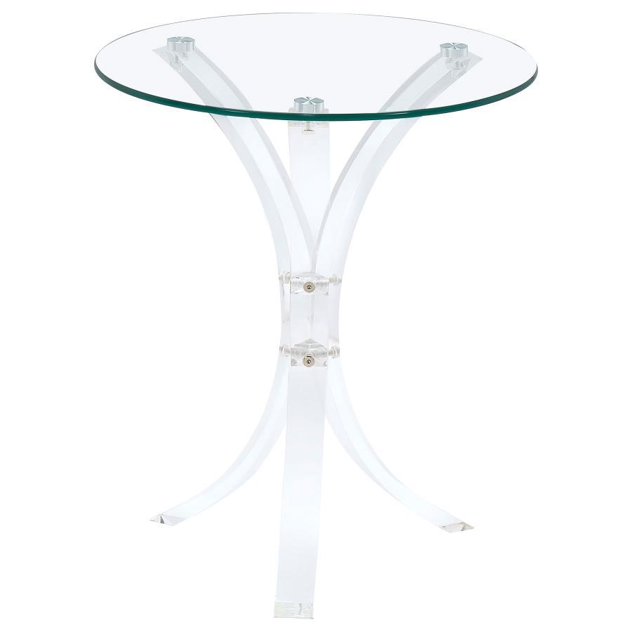 Laning Round Glass Top Acrylic Side Table