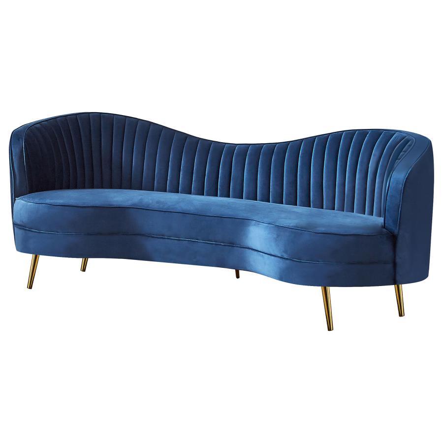 Upholstered Channel Tufted Sofa with Mid-Century