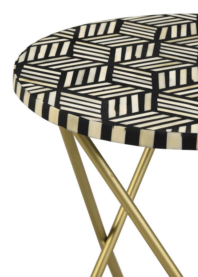 Xenia - Round White Bone Inlay Accent Side Table