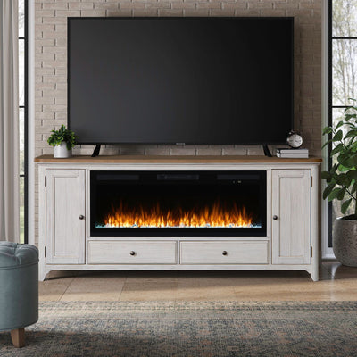 Fireplace TV Consoles - 652 80" Console With Fire FT - White