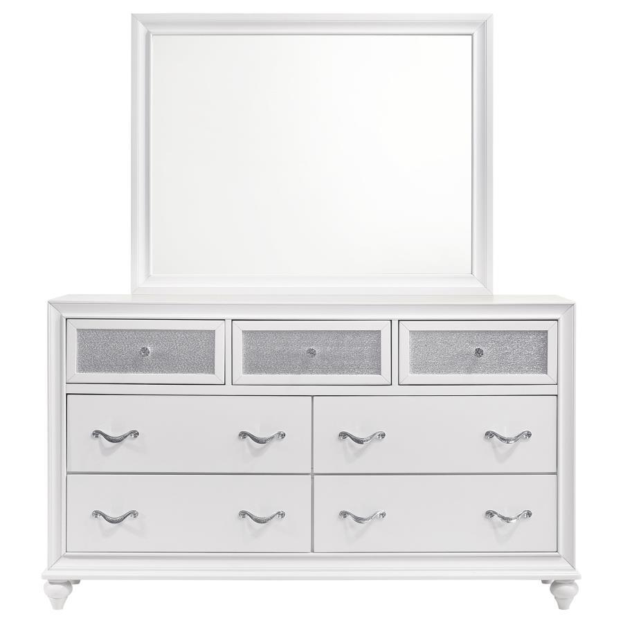Barzini 7-Drawer Dresser with Mirror in White