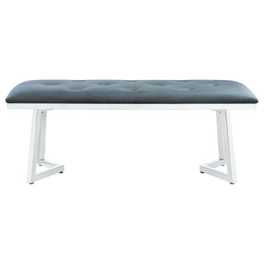 Beaufort Velvet Upholstered Dining Bench – Steel Gray