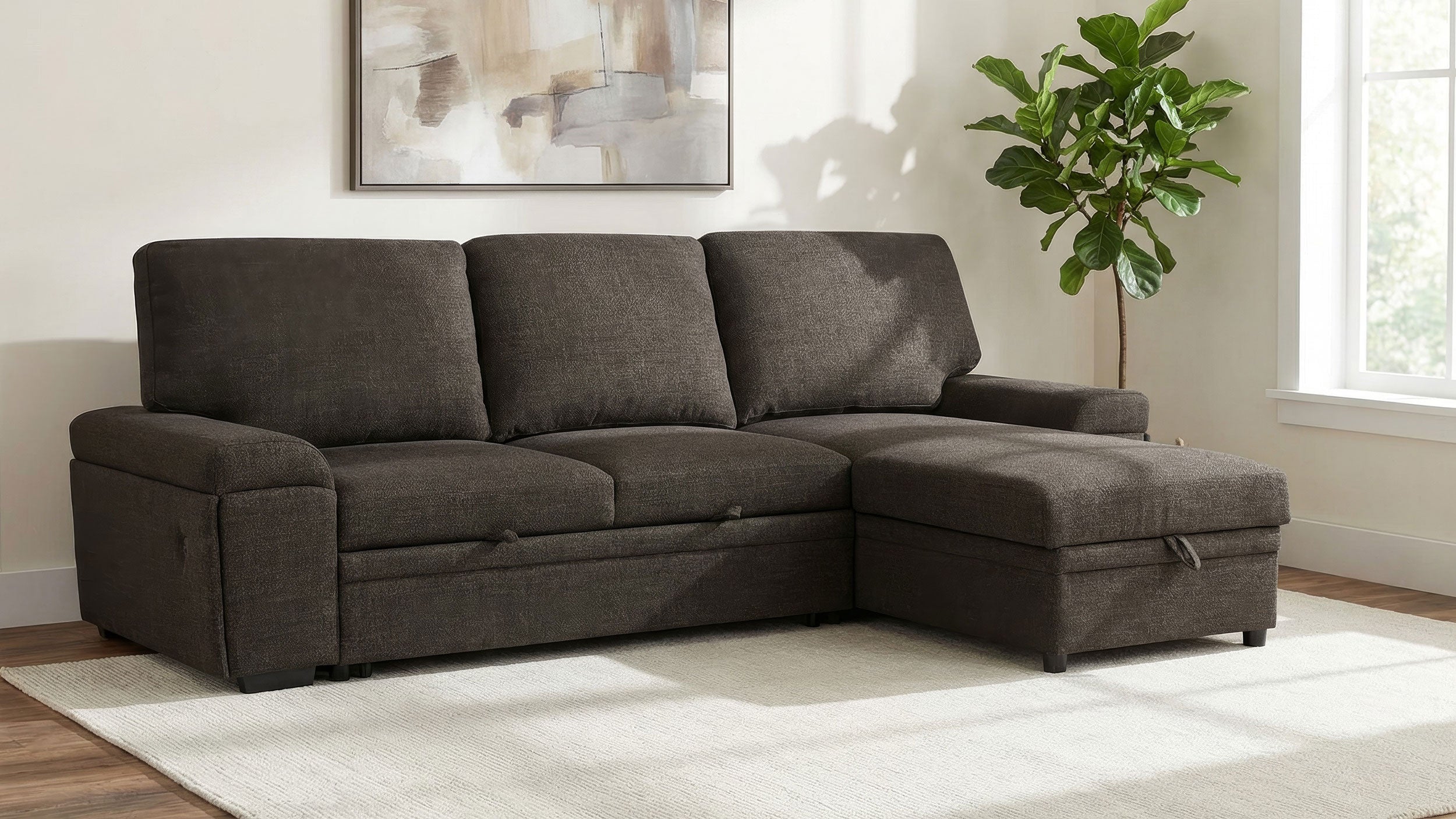 Demko Sleeper Sectional Sofa with Speaker & Storage Chaise