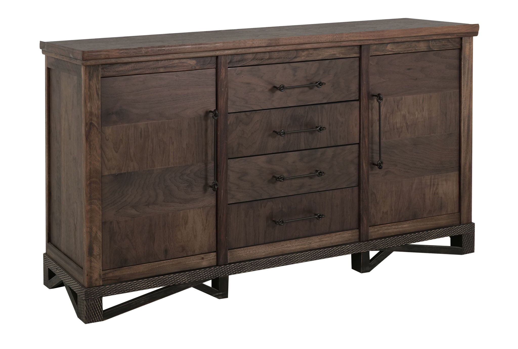 Walnut Console Peanut Brown – 4 Drawer & Door