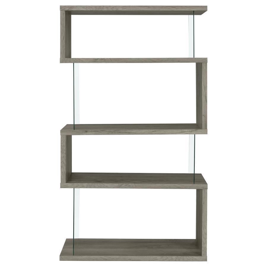 Emelle 4-Shelf Glass Panel Bookshelf