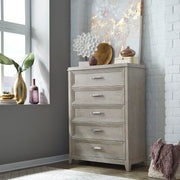 Belmar 5 Drawer Chest – Washed Taupe Finish